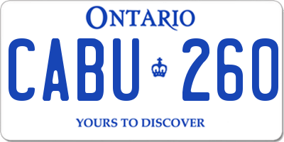 ON license plate CABU260