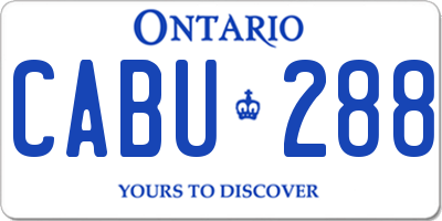 ON license plate CABU288