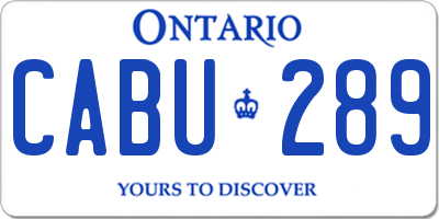 ON license plate CABU289