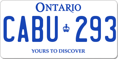 ON license plate CABU293