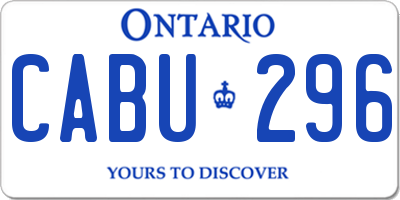 ON license plate CABU296