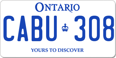 ON license plate CABU308