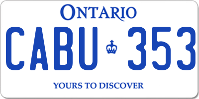 ON license plate CABU353