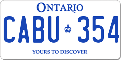 ON license plate CABU354