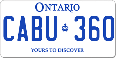 ON license plate CABU360