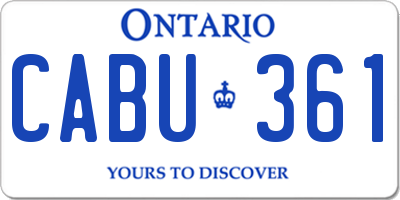 ON license plate CABU361