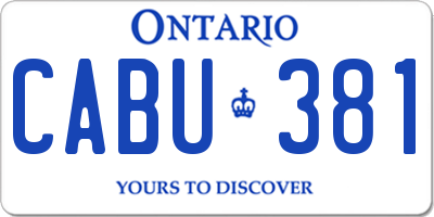 ON license plate CABU381