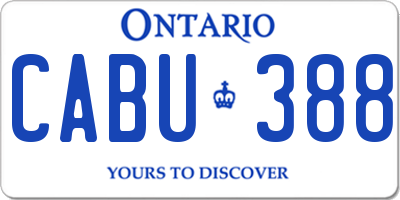 ON license plate CABU388