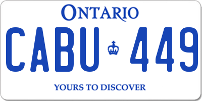 ON license plate CABU449