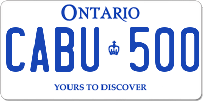 ON license plate CABU500