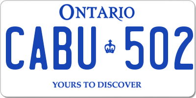 ON license plate CABU502