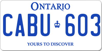 ON license plate CABU603