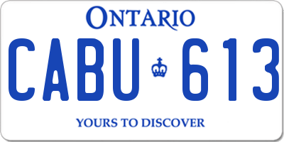 ON license plate CABU613