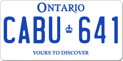 ON license plate CABU641