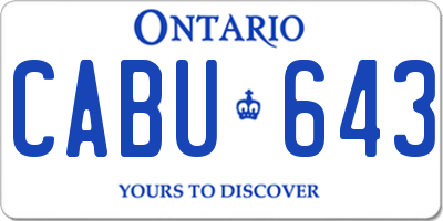 ON license plate CABU643