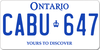 ON license plate CABU647