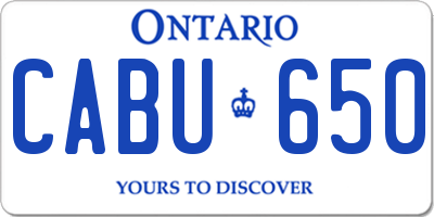 ON license plate CABU650