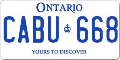 ON license plate CABU668