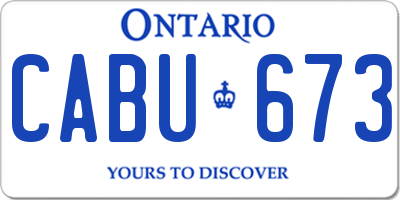 ON license plate CABU673