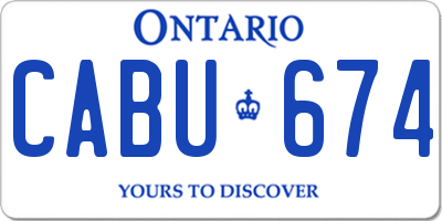 ON license plate CABU674