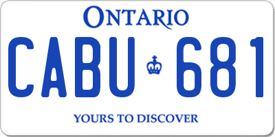 ON license plate CABU681