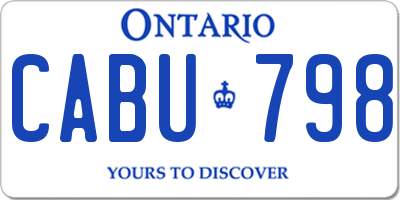 ON license plate CABU798