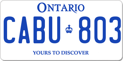 ON license plate CABU803