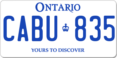 ON license plate CABU835