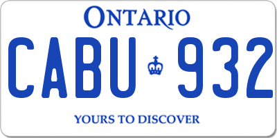 ON license plate CABU932