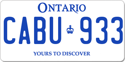 ON license plate CABU933