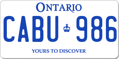 ON license plate CABU986