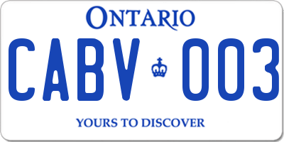 ON license plate CABV003