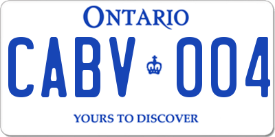 ON license plate CABV004