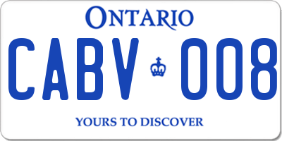 ON license plate CABV008