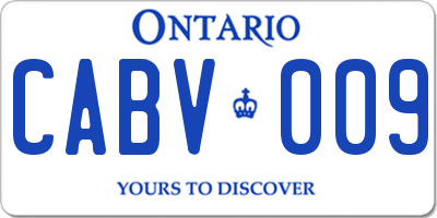 ON license plate CABV009