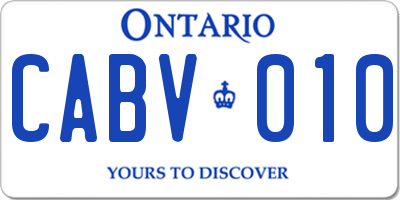 ON license plate CABV010