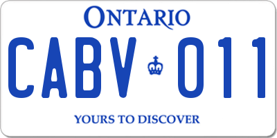 ON license plate CABV011