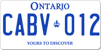 ON license plate CABV012