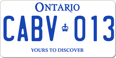 ON license plate CABV013