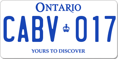 ON license plate CABV017