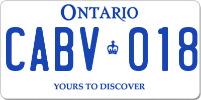 ON license plate CABV018