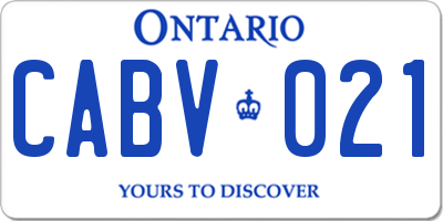 ON license plate CABV021