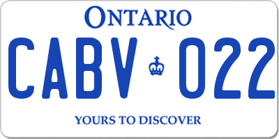 ON license plate CABV022