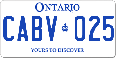 ON license plate CABV025