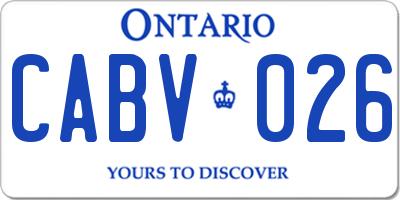 ON license plate CABV026