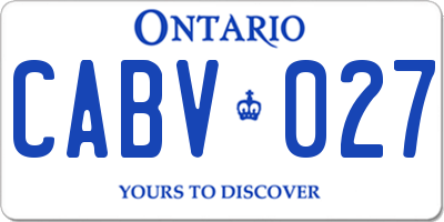 ON license plate CABV027