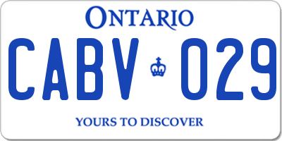 ON license plate CABV029