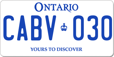 ON license plate CABV030