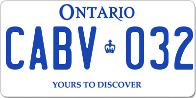 ON license plate CABV032