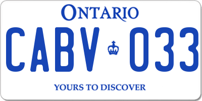 ON license plate CABV033